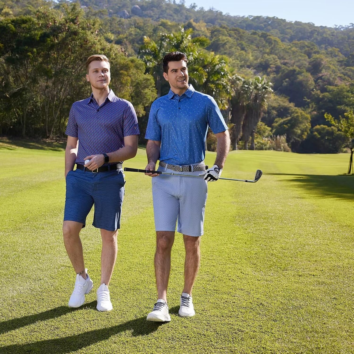 image:imageGolf Shirts for Men Dry Fit Short Sleeve Print Performance Moisture Wicking Polo ShirtColorful Floral