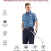 image:imageGolf Shirts for Men Dry Fit Short Sleeve Print Performance Moisture Wicking Polo ShirtBlue Leaf