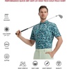 image:imageGolf Shirts for Men Dry Fit Short Sleeve Print Performance Moisture Wicking Polo ShirtDark Green Leaf