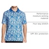 image:imageGolf Shirts for Men Dry Fit Short Sleeve Print Performance Moisture Wicking Polo ShirtPale Blue Leaf