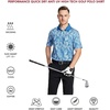 image:imageGolf Shirts for Men Dry Fit Short Sleeve Print Performance Moisture Wicking Polo ShirtPale Blue Leaf