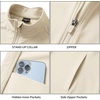 image:imageM MAELREG Fleece Lined Jacket Women Mock Neck Performance WaterResistant Lightweight Stretch Athletic Jackets with PocketsLight Khaki