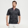 image:imageM MAELREG Golf Shirts for Men Collarless Performance Dry Fit Stretch Henley Casual Printed Mens Polo Shirts Short SleeveBlack Splatter