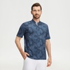 image:imageM MAELREG Golf Shirts for Men Collarless Performance Dry Fit Stretch Henley Casual Printed Mens Polo Shirts Short SleeveDark Blue Plant