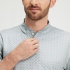 image:imageM MAELREG Golf Shirts for Men Collarless Performance Dry Fit Stretch Henley Casual Printed Mens Polo Shirts Short SleeveGray Geometric
