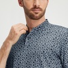 image:imageM MAELREG Golf Shirts for Men Collarless Performance Dry Fit Stretch Henley Casual Printed Mens Polo Shirts Short SleeveGrayish Blue Flower