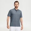 image:imageM MAELREG Golf Shirts for Men Collarless Performance Dry Fit Stretch Henley Casual Printed Mens Polo Shirts Short SleeveGrayish Blue Flower