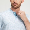 image:imageM MAELREG Golf Shirts for Men Collarless Performance Dry Fit Stretch Henley Casual Printed Mens Polo Shirts Short SleeveWhite Blue Florals