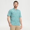 image:imageM MAELREG Golf Shirts for Men Collarless Performance Dry Fit Stretch Henley Casual Printed Mens Polo Shirts Short SleeveWhite Green Florals