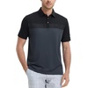 image:imageM MAELREG Golf Shirts for Men Dry Fit Performance Chest Print Color Block Moisture Wicking Casual Short Sleeve Polo ShirtsA BlackDark Grey