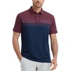 image:imageM MAELREG Golf Shirts for Men Dry Fit Performance Chest Print Color Block Moisture Wicking Casual Short Sleeve Polo ShirtsA BurgundyNavy