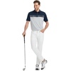 image:imageM MAELREG Golf Shirts for Men Dry Fit Performance Chest Print Color Block Moisture Wicking Casual Short Sleeve Polo ShirtsA NavyGlacier Grey