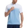 image:imageM MAELREG Golf Shirts for Men Dry Fit Performance Chest Print Color Block Moisture Wicking Casual Short Sleeve Polo ShirtsA WhiteDusty Blue