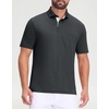 image:imageM MAELREG Golf Shirts for Men Dry Fit Performance Lightweight Heather Contrast Collar Mens Polo Shirts Short and Long SleeveBlack Heather Short