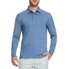 image:imageM MAELREG Golf Shirts for Men Dry Fit Performance Lightweight Heather Contrast Collar Mens Polo Shirts Short and Long SleeveBlue Heather