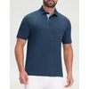 image:imageM MAELREG Golf Shirts for Men Dry Fit Performance Lightweight Heather Contrast Collar Mens Polo Shirts Short and Long SleeveDark Blue Heather Short