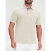 image:imageM MAELREG Golf Shirts for Men Dry Fit Performance Lightweight Heather Contrast Collar Mens Polo Shirts Short and Long SleeveLight Khaki Heather Short