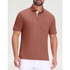 image:imageM MAELREG Golf Shirts for Men Dry Fit Performance Lightweight Heather Contrast Collar Mens Polo Shirts Short and Long SleeveRed Ochre Heather Short