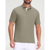 image:imageM MAELREG Golf Shirts for Men Dry Fit Performance Lightweight Heather Contrast Collar Mens Polo Shirts Short and Long SleeveTaupe Heather Short