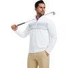 image:imageM MAELREG Mens Quarter Zip Pullover Lightweight Mock Neck Long Sleeve Midlayer Athletic Golf Half Zip Sweatshirt for MenWhite Navy Stripe
