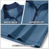 image:imageM MAELREG Quarter Zip Pullover Men Performance Dry Fit Stripe Mock Neck Midlayer Golf 14 Zip Pullover Mens SweatshirtDark Blue Melange