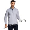 image:imageM MAELREG Quarter Zip Pullover Men Performance Dry Fit Stripe Mock Neck Midlayer Golf 14 Zip Pullover Mens SweatshirtGrey Melange
