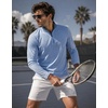 image:imageM MAELREG Quarter Zip Pullover Men Print Dry Fit Long Sleeve Golf ShirtBlue Heather
