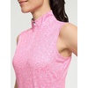 image:imageM MAELREG Womens Golf Shirt Sleeveless Collared Zip Up Patterns Polo Moisture Wicking Dry Fit Tennis Tank TopPink White Florals