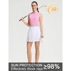 image:imageM MAELREG Womens Golf Shirt Sleeveless Collared Zip Up Patterns Polo Moisture Wicking Dry Fit Tennis Tank TopPink White Florals