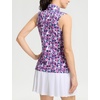 image:imageM MAELREG Womens Golf Shirt Sleeveless Collared Zip Up Patterns Polo Moisture Wicking Dry Fit Tennis Tank TopRose Red Florals