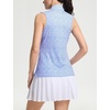 image:imageM MAELREG Womens Golf Shirt Sleeveless Collared Zip Up Patterns Polo Moisture Wicking Dry Fit Tennis Tank TopWhite Blue Stripes