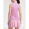 image:imageM MAELREG Womens Golf Shirt Sleeveless Collared Zip Up Patterns Polo Moisture Wicking Dry Fit Tennis Tank TopWhite Pink Geometric