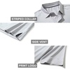 image:imageMens Golf Polo Shirts Short Sleeve Striped Performance Moisture Wicking Dry Fit Golf Shirts for MenGrey White Stripe