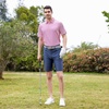 image:imageMens Golf Polo Shirts Short Sleeve Striped Performance Moisture Wicking Dry Fit Golf Shirts for MenRose Stripe