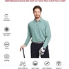image:imageMens Golf Shirt Short and Long Sleeve Moisture Wicking Dry Fit Performance Solid Casual Pique Golf Polo Shirts for MenBeryl Greenlong