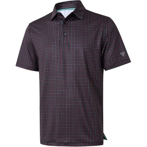 image:imageGolf Shirts for Men Dry Fit Short Sleeve Print Performance Moisture Wicking Polo ShirtBlack Grid