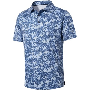 image:imageGolf Shirts for Men Dry Fit Short Sleeve Print Performance Moisture Wicking Polo ShirtBlue Leaf