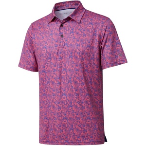 image:imageGolf Shirts for Men Dry Fit Short Sleeve Print Performance Moisture Wicking Polo ShirtCoral Paisley