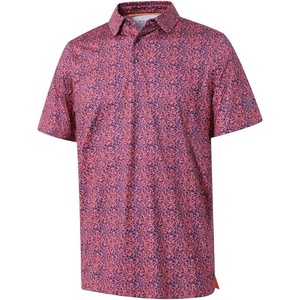 image:imageGolf Shirts for Men Dry Fit Short Sleeve Print Performance Moisture Wicking Polo ShirtCoral Plant