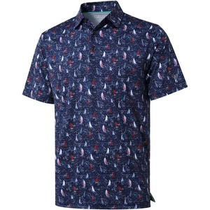 image:imageGolf Shirts for Men Dry Fit Short Sleeve Print Performance Moisture Wicking Polo ShirtNavy Sailboat