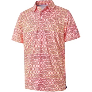 image:imageGolf Shirts for Men Dry Fit Short Sleeve Print Performance Moisture Wicking Polo ShirtOrange Red Ethnic