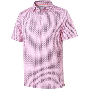 image:imageGolf Shirts for Men Dry Fit Short Sleeve Print Performance Moisture Wicking Polo ShirtPink Black Bonefish