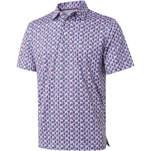 image:imageGolf Shirts for Men Dry Fit Short Sleeve Print Performance Moisture Wicking Polo ShirtPink Navy Abstract