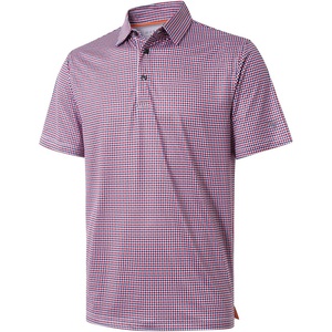 image:imageGolf Shirts for Men Dry Fit Short Sleeve Print Performance Moisture Wicking Polo ShirtRed Blue Gingham