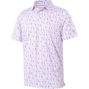 image:imageGolf Shirts for Men Dry Fit Short Sleeve Print Performance Moisture Wicking Polo ShirtWhite Mulberry Lavender