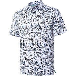 image:imageGolf Shirts for Men Dry Fit Short Sleeve Print Performance Moisture Wicking Polo ShirtWhite Navy Abstract