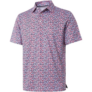 image:imageGolf Shirts for Men Dry Fit Short Sleeve Print Performance Moisture Wicking Polo ShirtWhite Patriotic Star