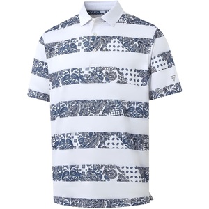 image:imageGolf Shirts for Men Dry Fit Short Sleeve Print Performance Moisture Wicking Polo ShirtWhite Stripe Paisley