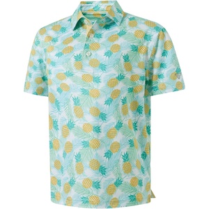 image:imageM MAELREG Boys Polo Shirt Short Sleeve Performance Dry Fit Stretch Funny Print Active Casual Collared Golf Shirts for BoyLeaves Pineapple
