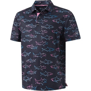 image:imageM MAELREG Boys Polo Shirt Short Sleeve Performance Dry Fit Stretch Funny Print Active Casual Collared Golf Shirts for BoyOmbre Shark